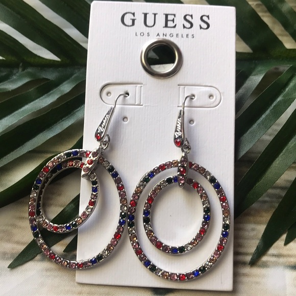 Guess los ángeles earrings multicolor blue red - Picture 2 of 5